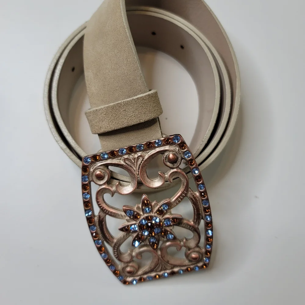 Brambilla Genuine Leather Belt Jeweled Buckle  L - Picture 6 of 7